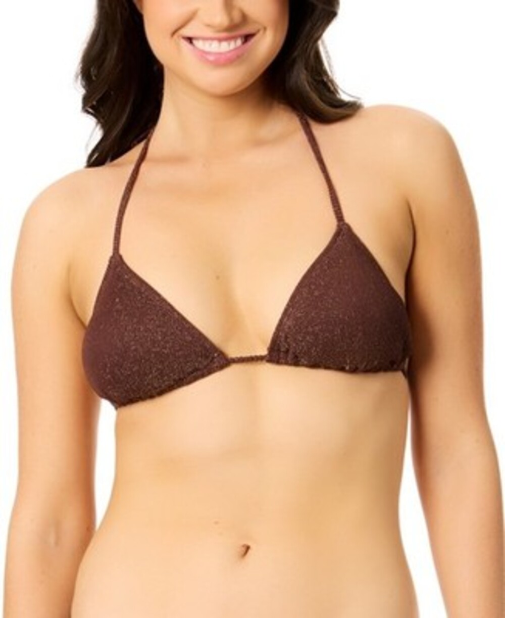 Salt + Cove Metallic Triangle Bikini Top Juniors' XL Chocolate Chip Back Strap